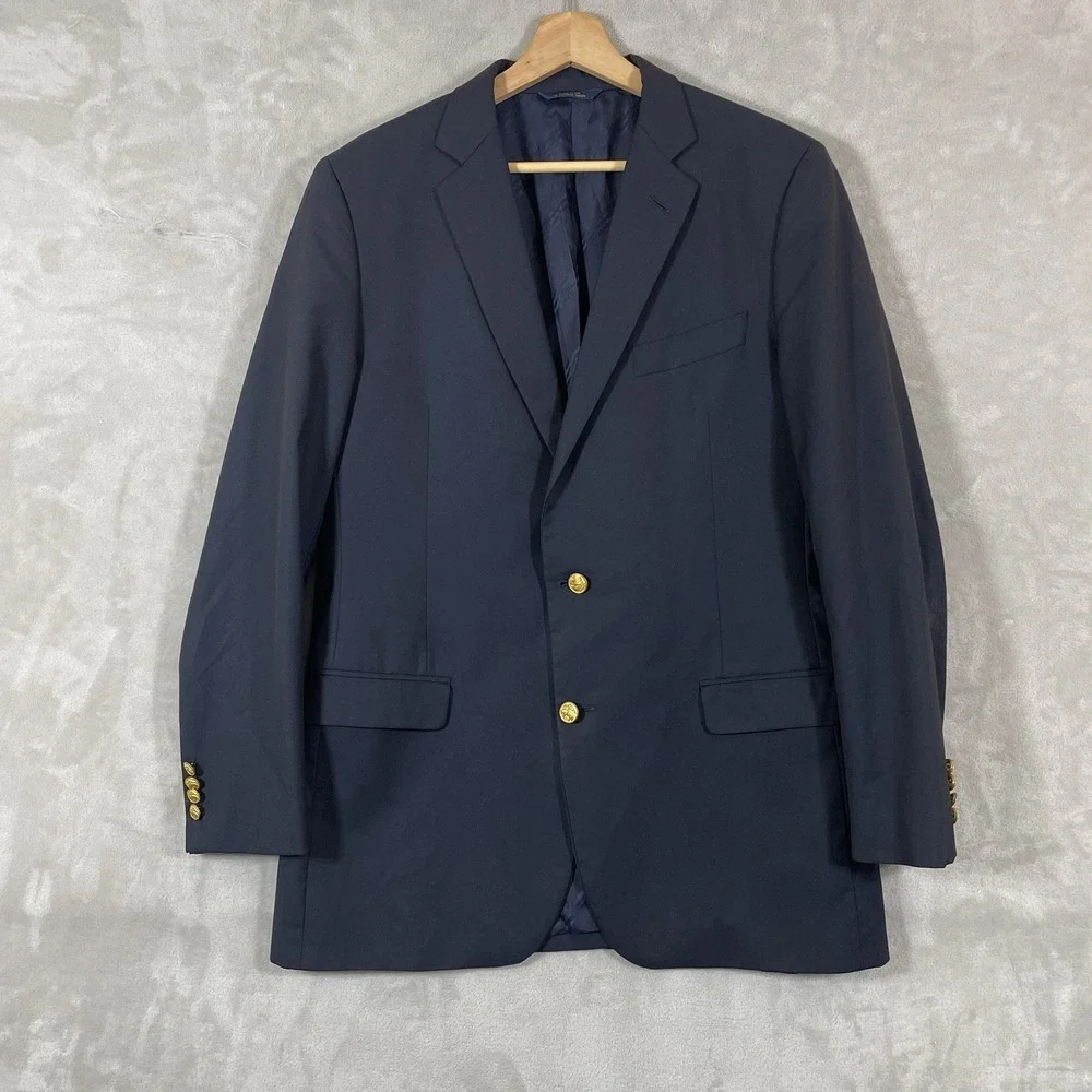 Brooks Brothers Loro Piana 1818 Fitzgerald Wool Blazer 42L Gold Buttons Jacket